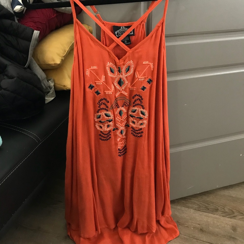 Women's orange strappy dress worn once size S